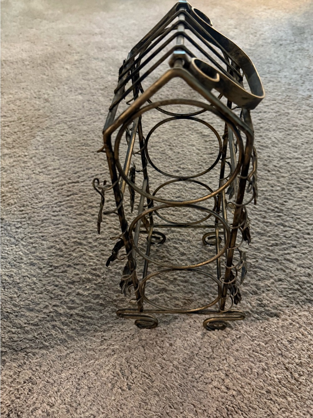 Decorative Metal Wine Bottle Holder in Antique Brass Finish